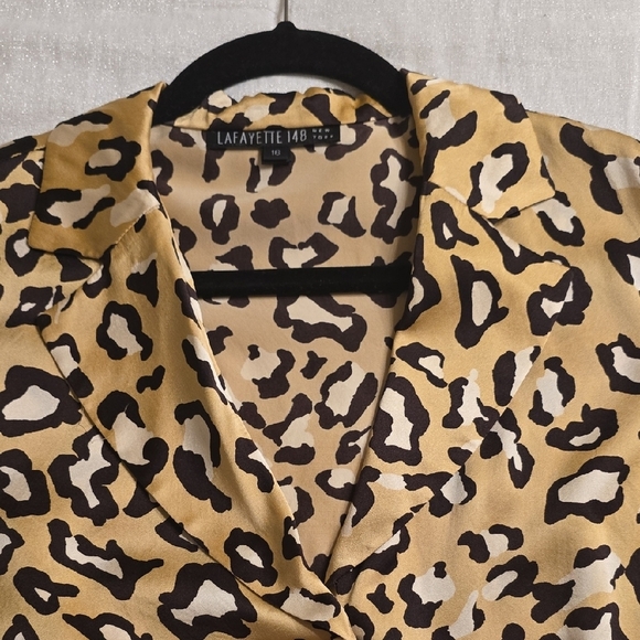 Lafayette 148 New York Black and Cream Long Sleeve Button Down Shirt - Picture 14 of 14